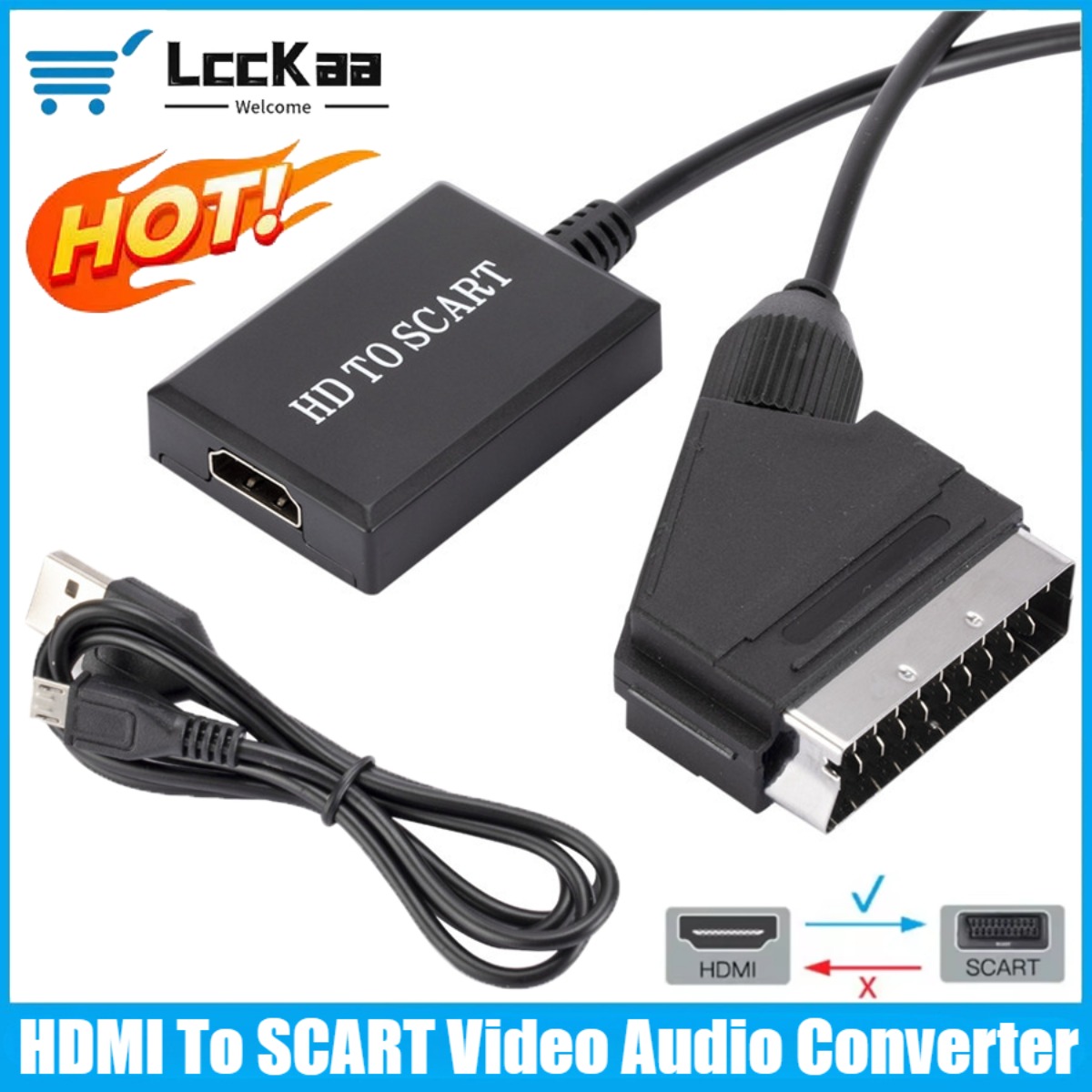 Scart To Hdmi - LccKaa 1080P HDMI إلى SCART محول