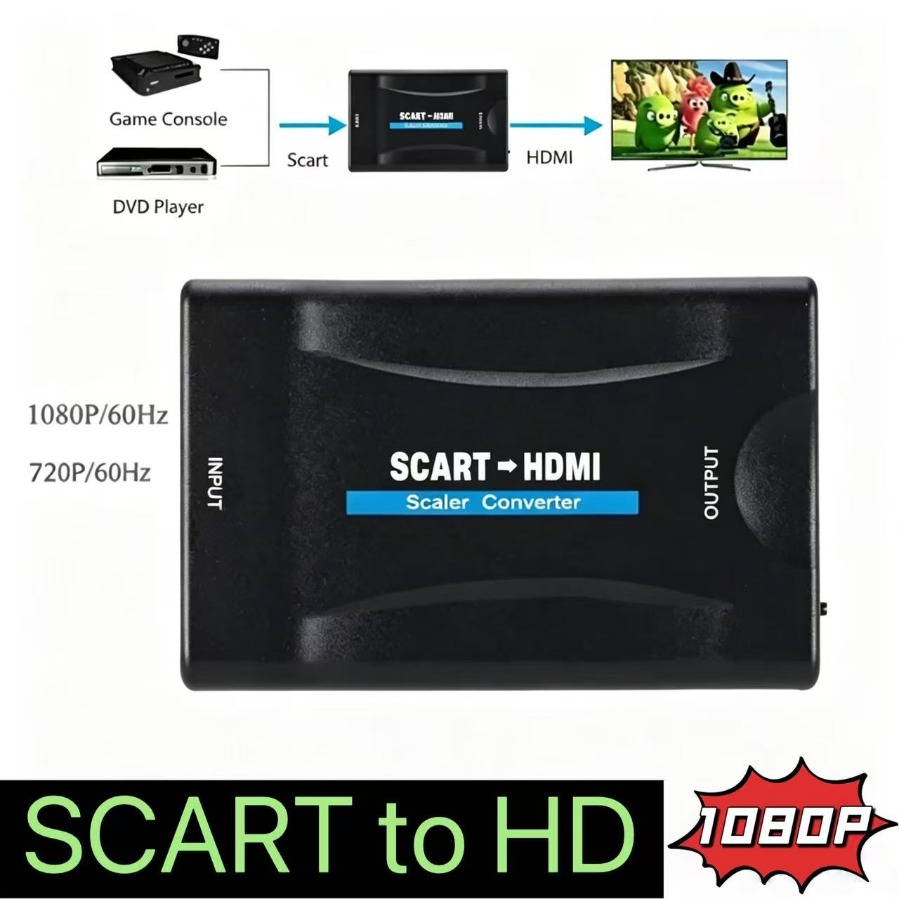 Scart To Hdmi - محول فيديو وصوت عالي الدقة 1080P