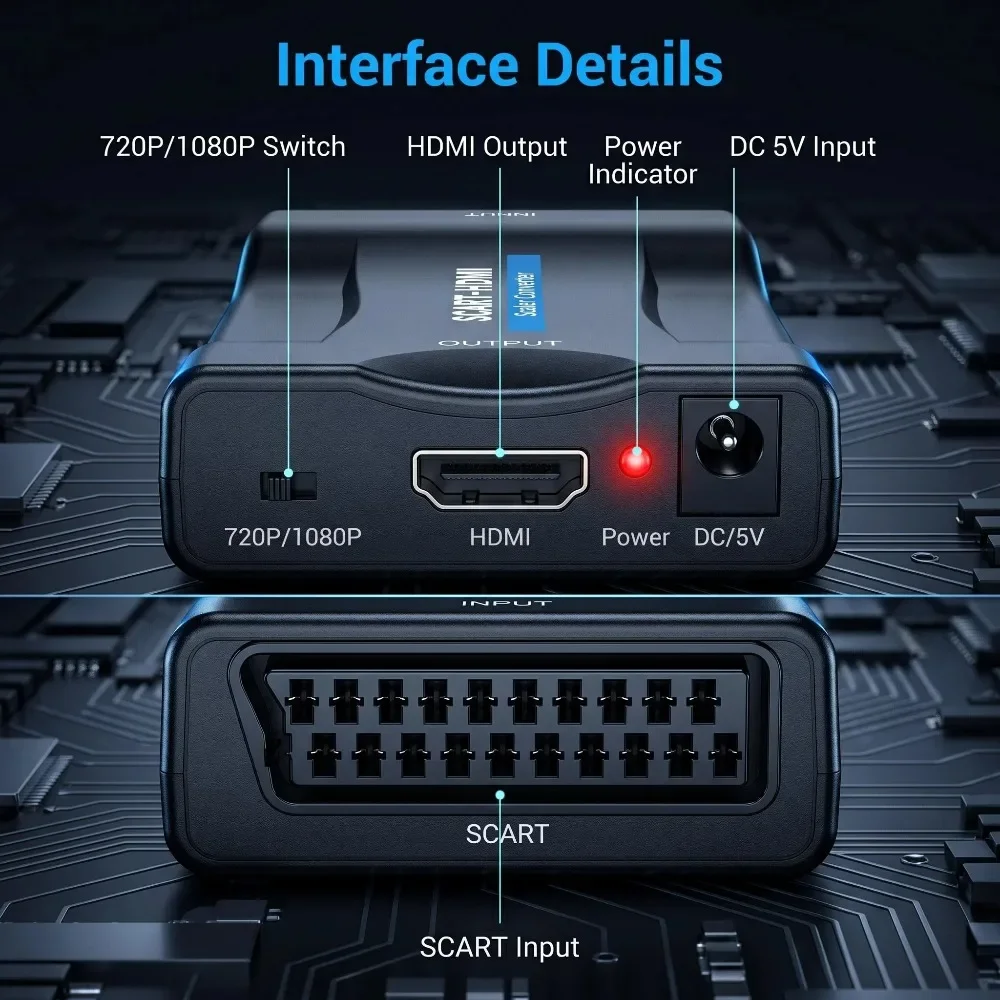 محول مع كابل USB لجهاز استقبال - مراجعة Scart To Hdmi وسعره
